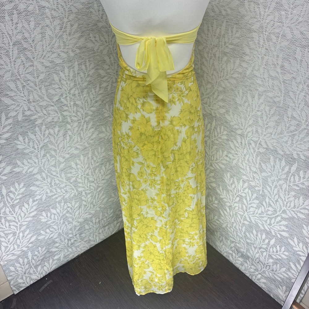 Peppermayo Tropicana Maxi Dress Size 4 Yellow Floral Cutout Strapless NWT Euro - Picture 7 of 12